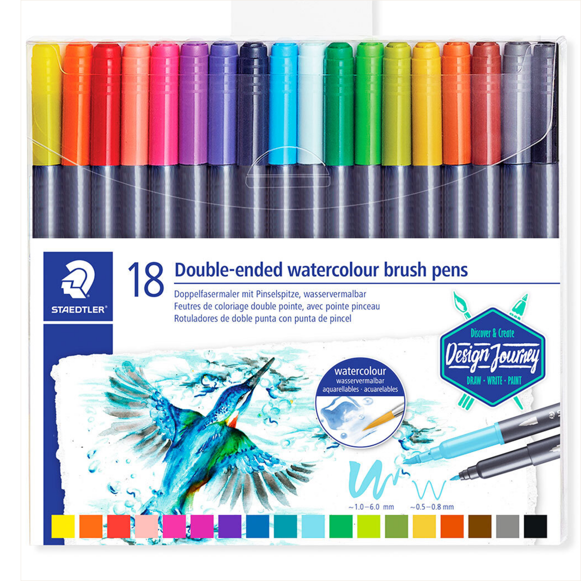 Staedtler Plumones acuarelables de doble punta 18