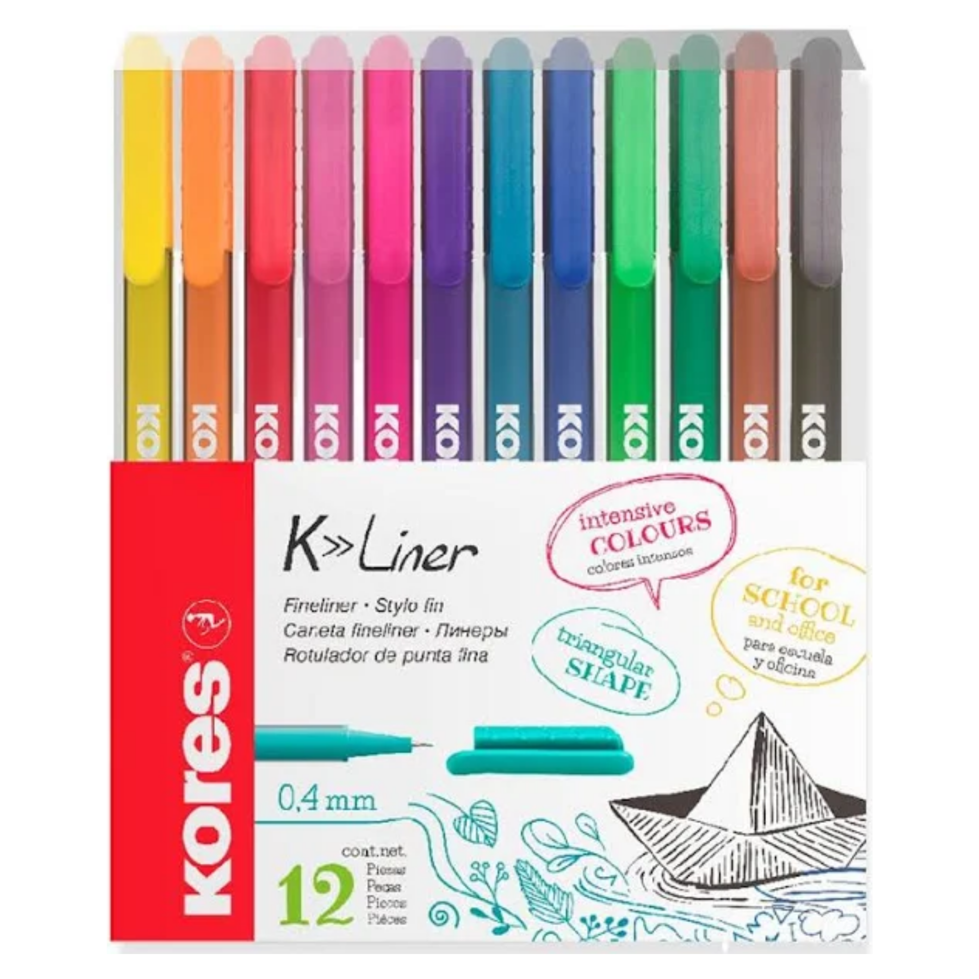 Kores K-Liner 12 marcadores Punta fina 0.4mm