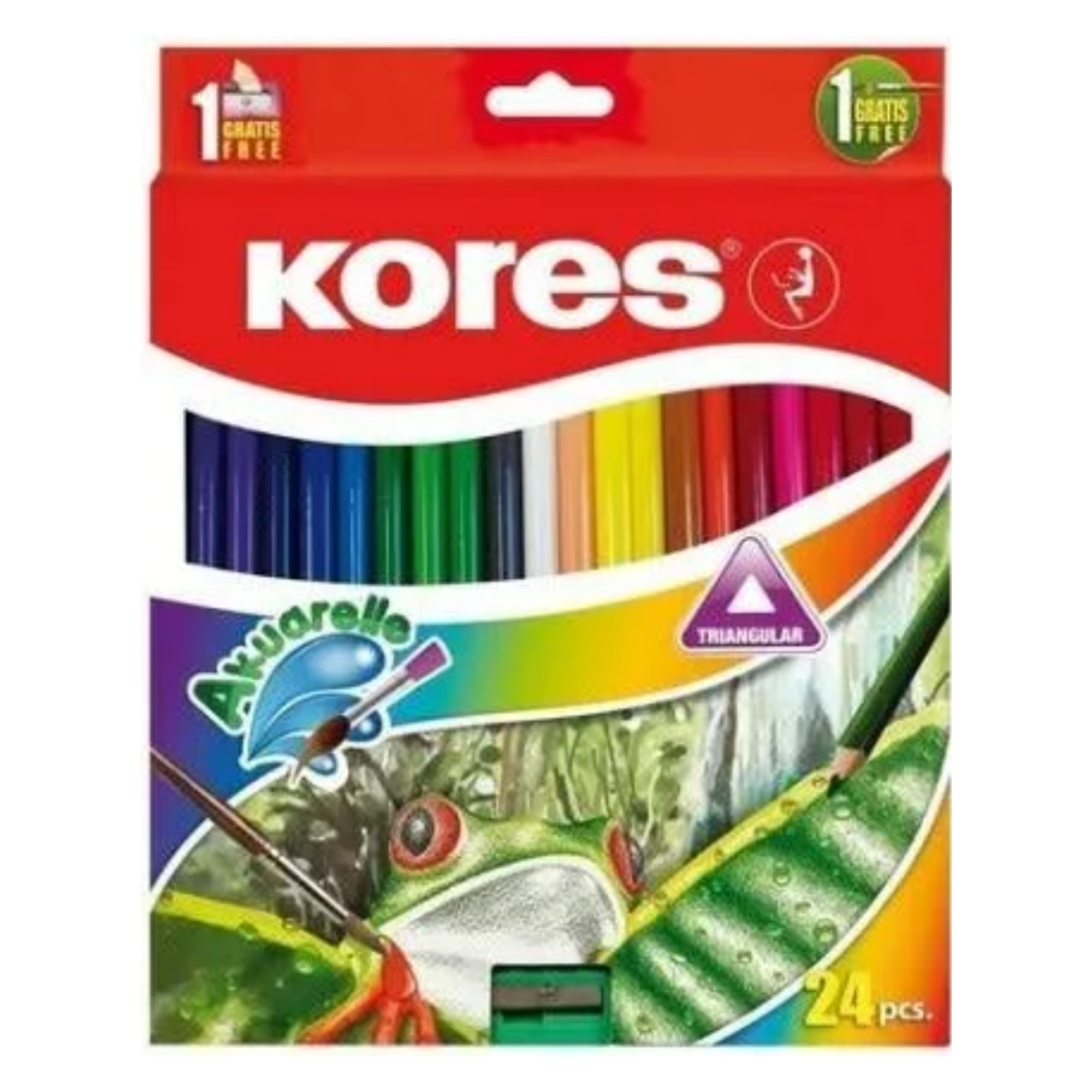 Kores Lápices acuarelables 24 colores con pincel y sacapuntas gratis